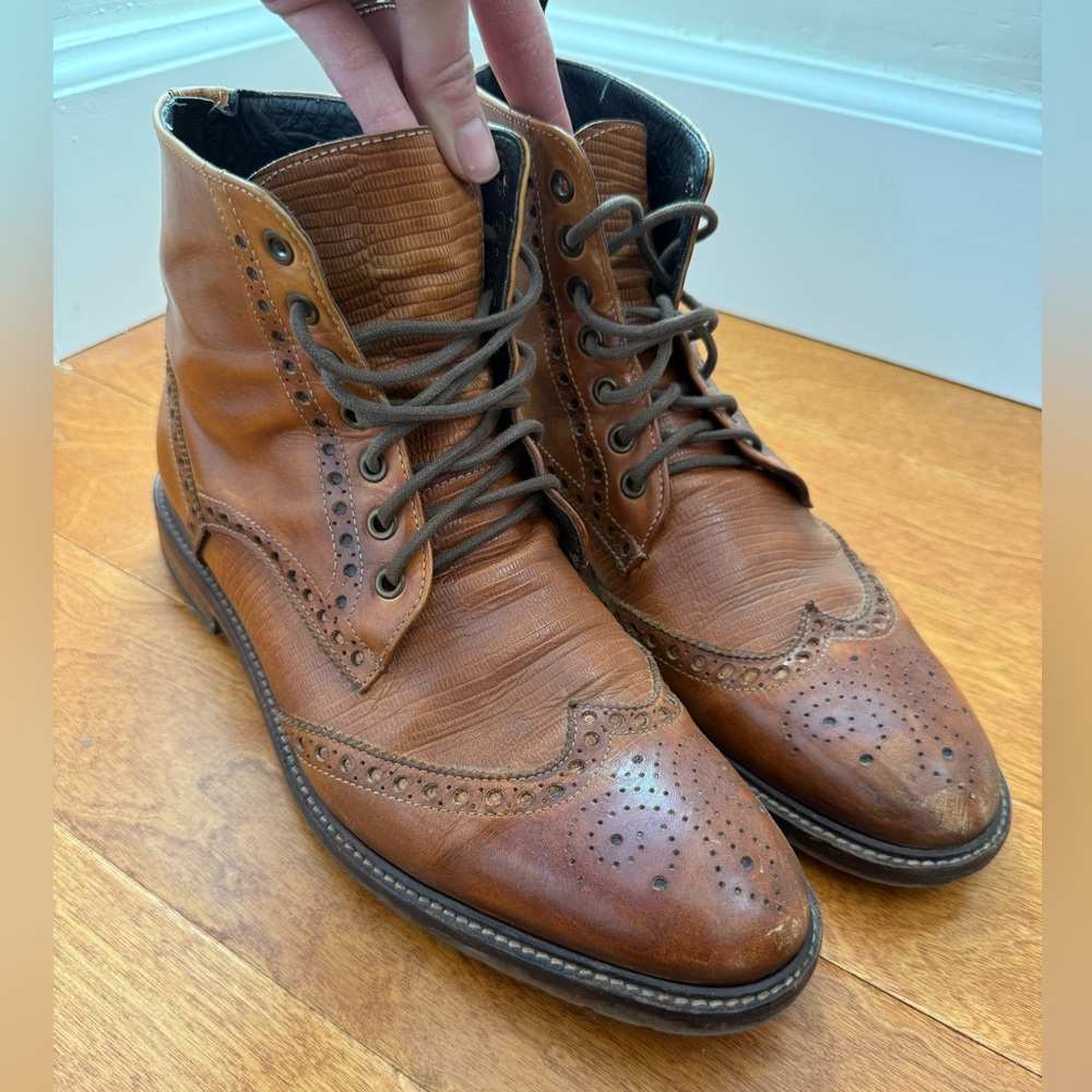 Manfield Made in Italy Italian Leather Lace Up Boot Men’s Size 42 US 10